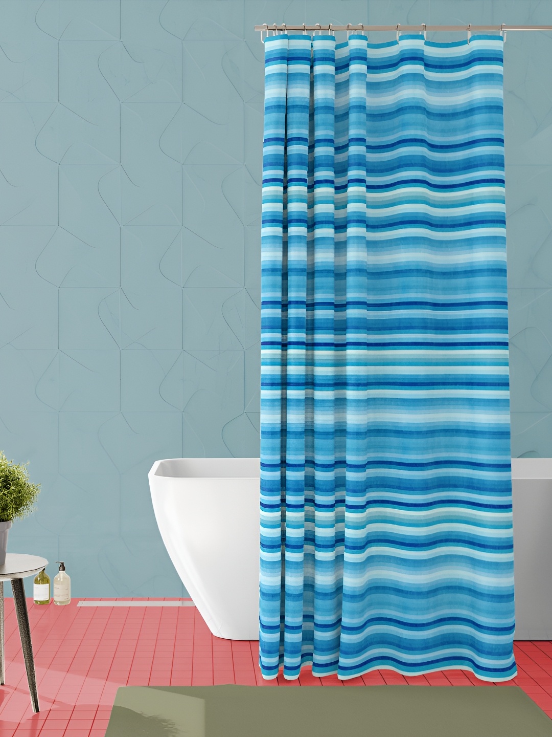 

ArtzFolio Blue Printed Waterproof Shower Curtain