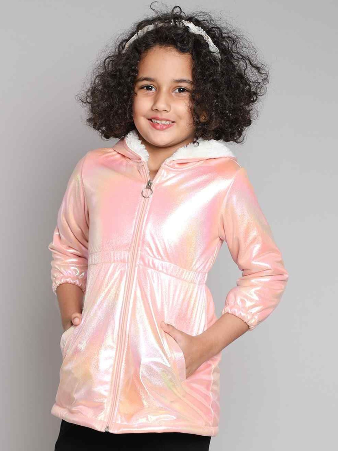 

taffykids Girls Crop Outdoor Sporty Jacket, Peach