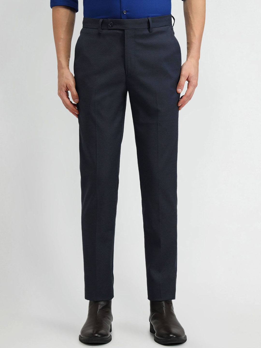 

Arrow Men Urban Mid-Rise Slim Fit Formal Trousers, Blue