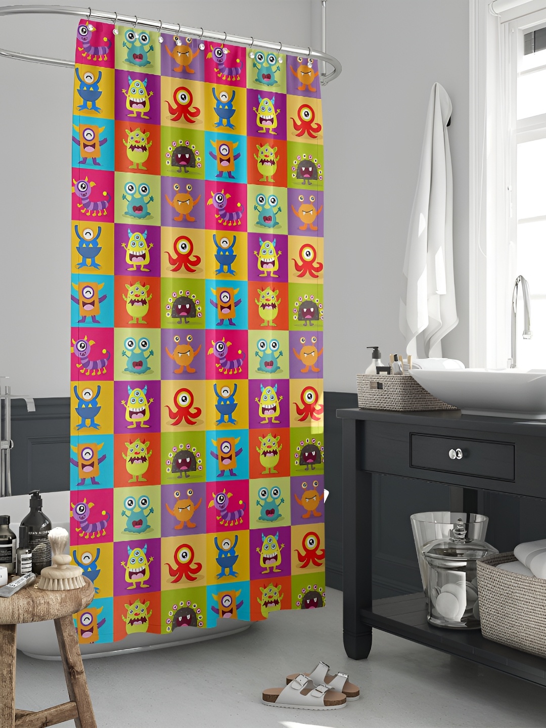 

ArtzFolio Single Piece Waterproof Polyester Shower Curtain, Multi