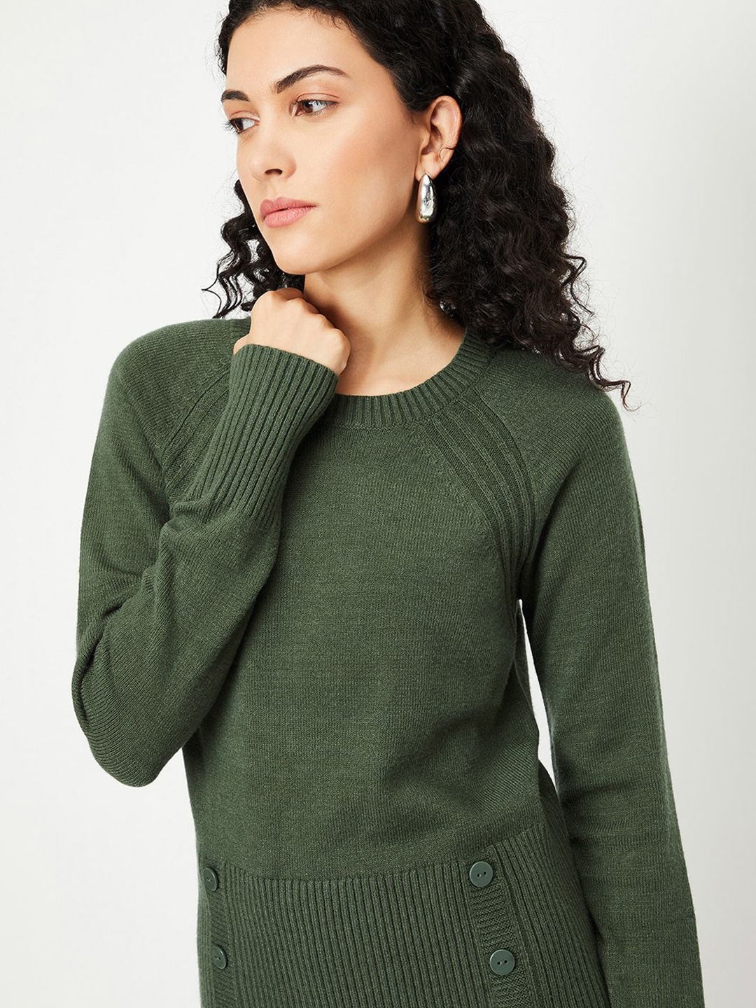 

max Women Round Neck Pullover, Green