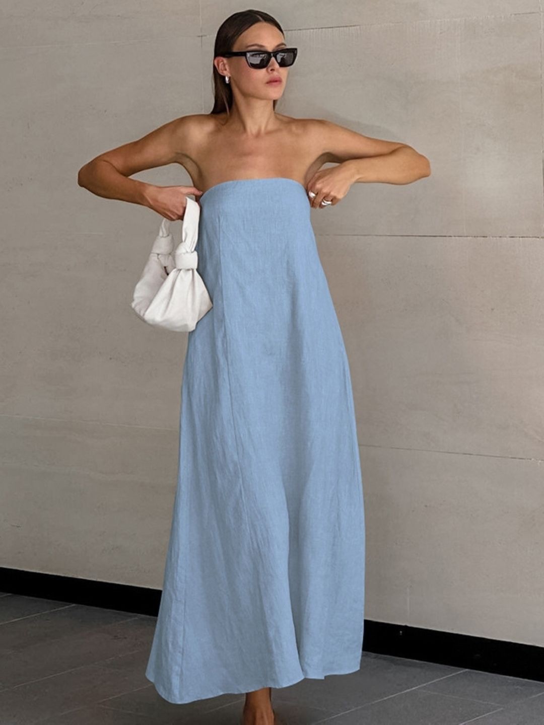 

StyleCast Women Cotton Off-Shoulder A-Line Maxi Dress, Blue