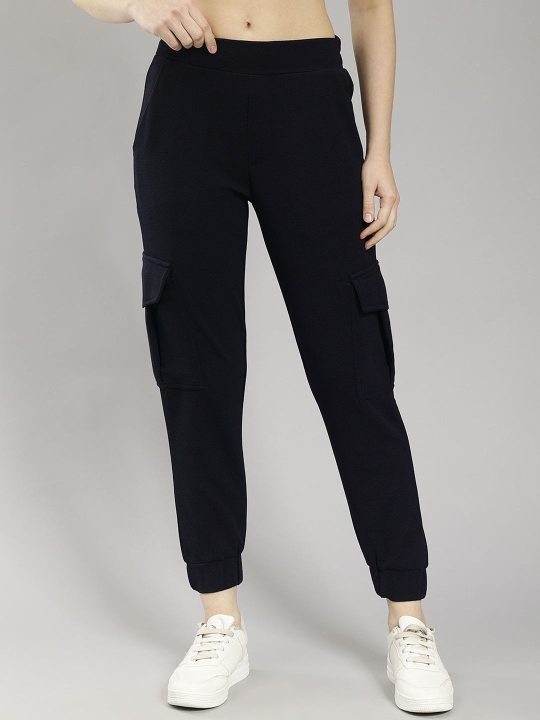 

SAFFE Women Relaxed Loose Fit Joggers With cargo pockets, Navy blue