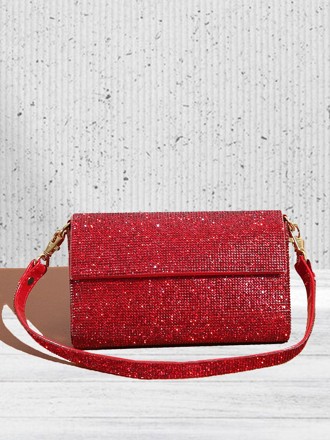 

VASKA Embellished Shopper Clutch, Red