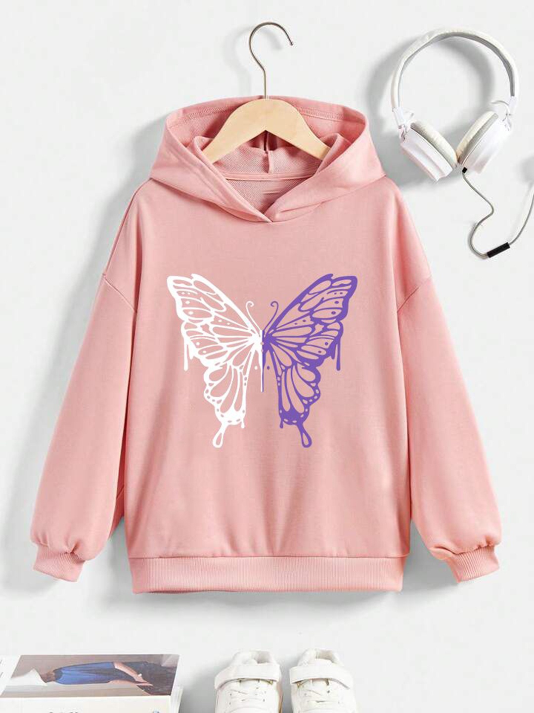 

TABADTOD Kids Printed Hooded Long Sleeves Pullover Sweatshirt, Pink