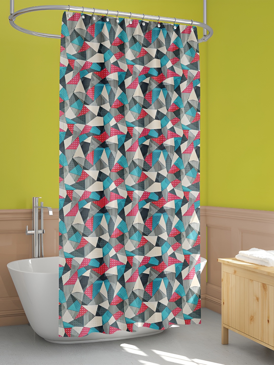 

ArtzFolio Blue & Pink Printed Waterproof Shower Curtain