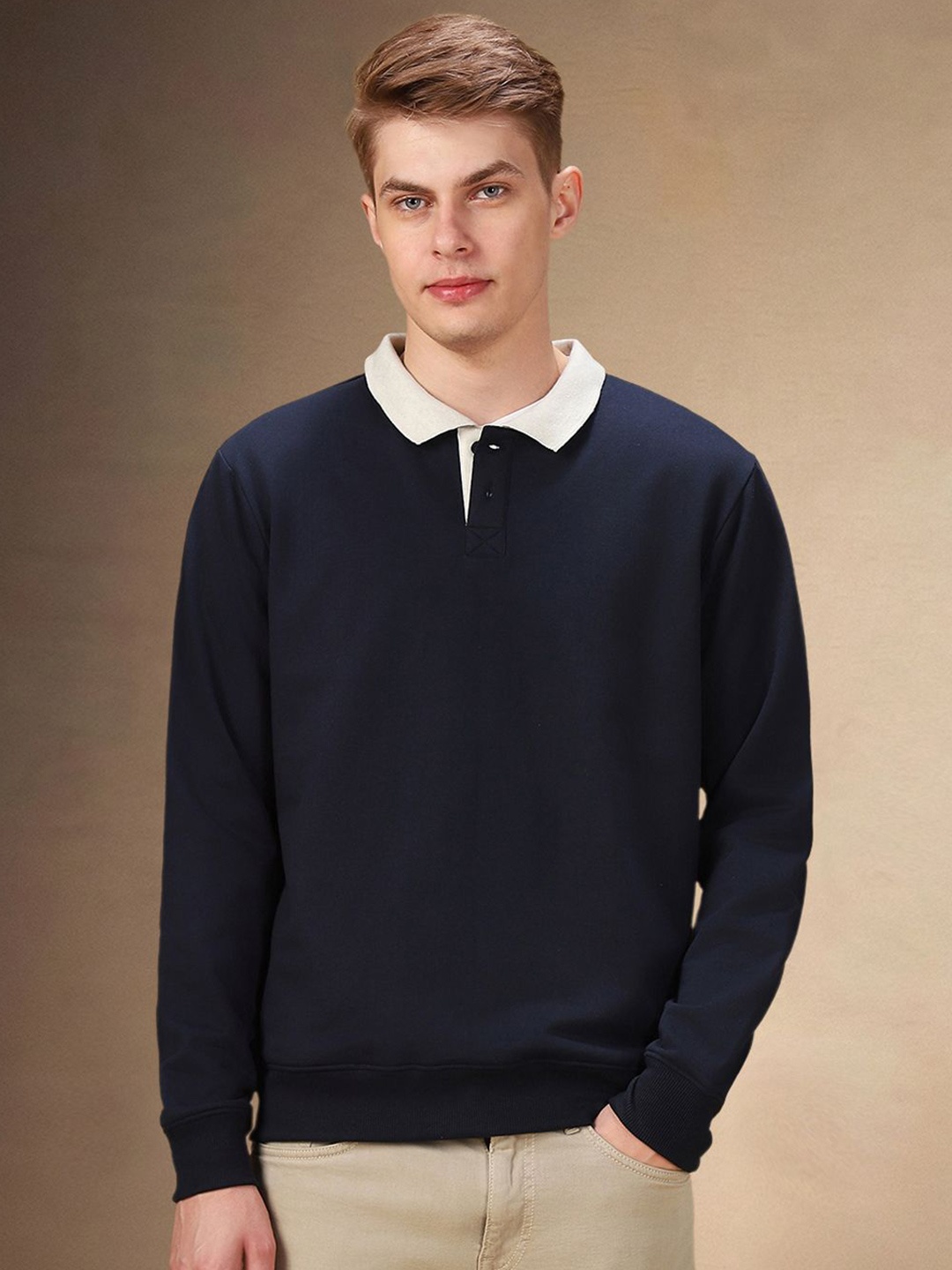 

Dennis Lingo Men Henley Neck Sweatshirt, Navy blue