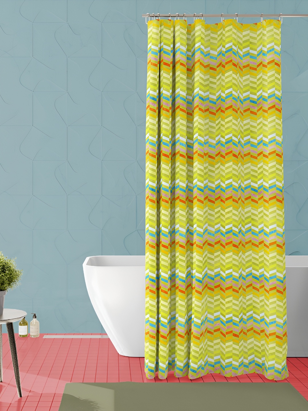 

ArtzFolio Yellow and White Geometric Printed Waterproof Shower Curtain