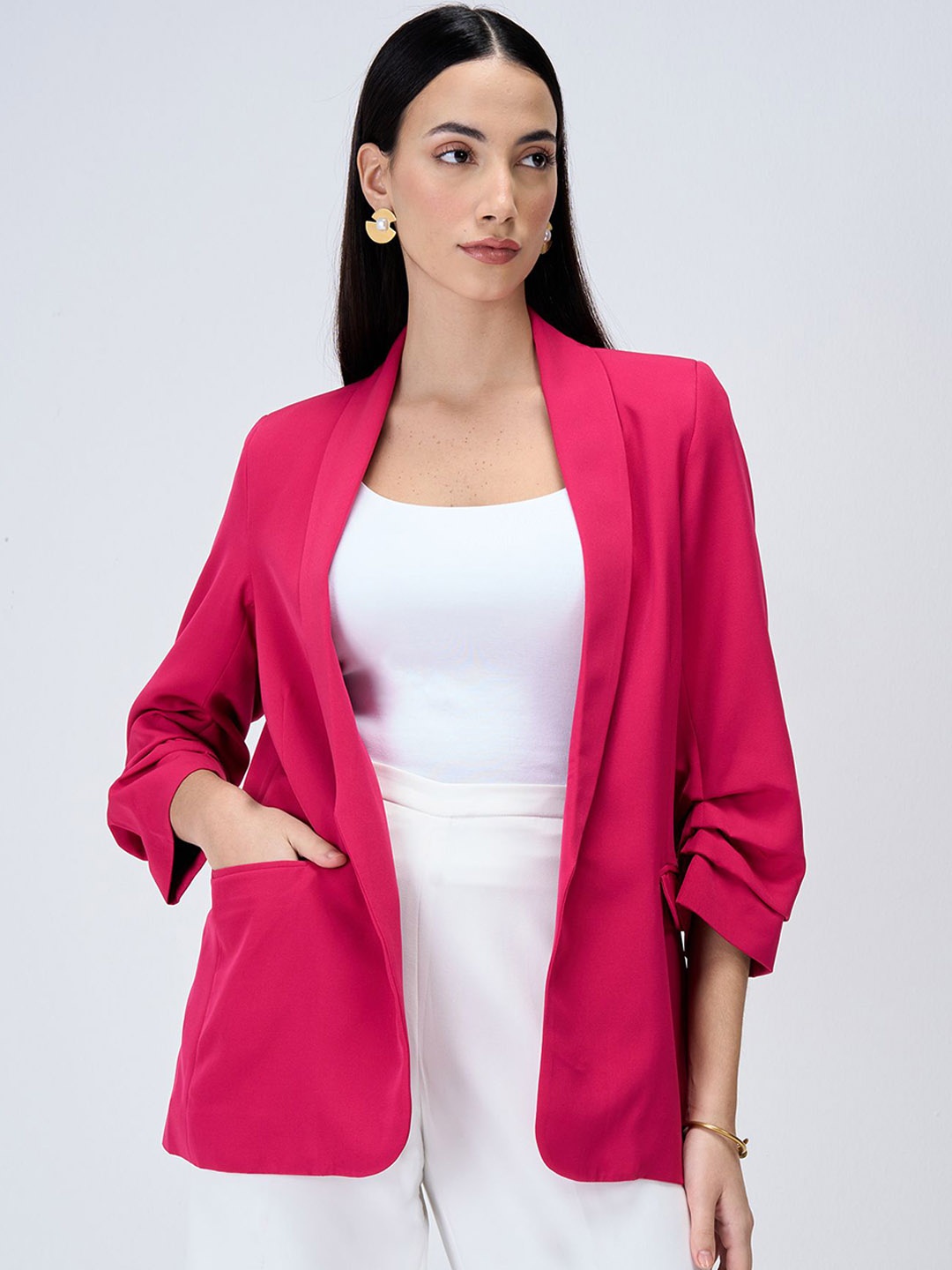 

SALT ATTIRE Shawl Collar Front Open Formal Blazer, Pink