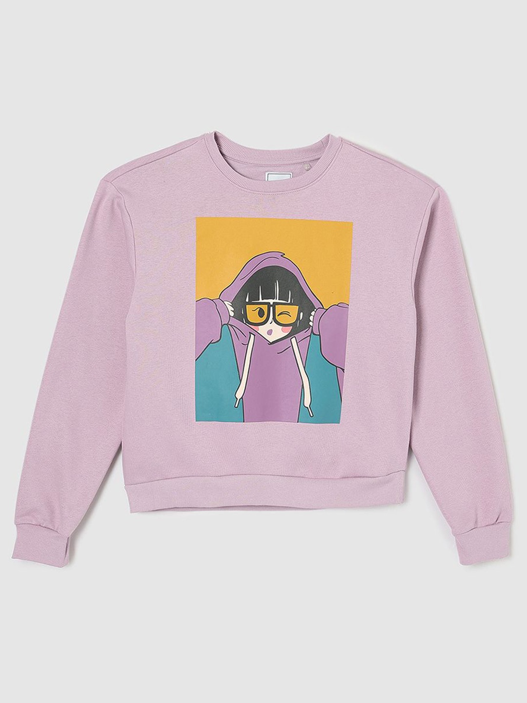 

max Girls Graphic Printed Sweatshirt, Lavender