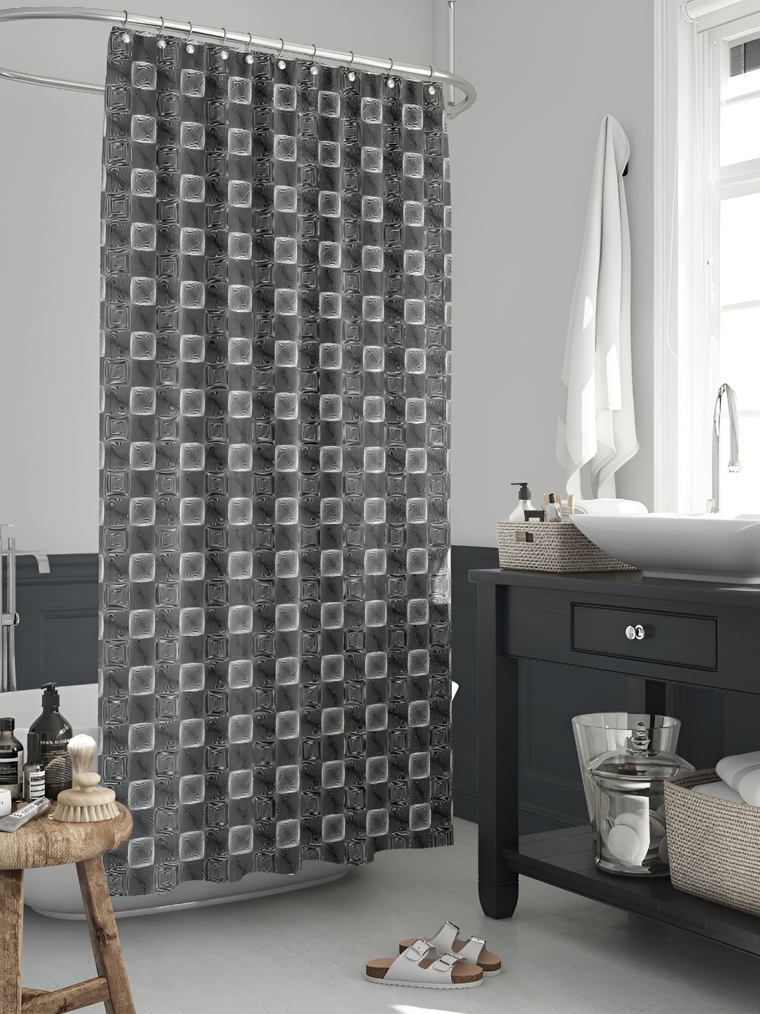 

ArtzFolio White & Black Printed Water Proof Shower Curtain