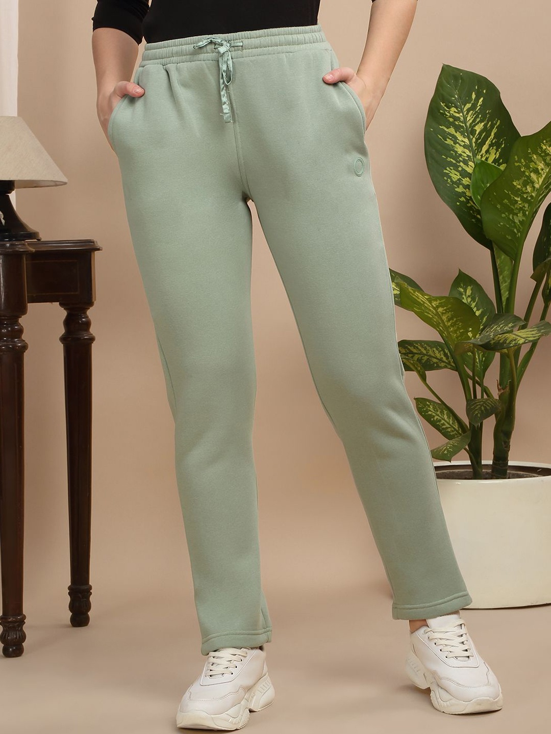 

Sweet Dreams Women Cotton Regular Fit Mid Rise Track Pants, Green