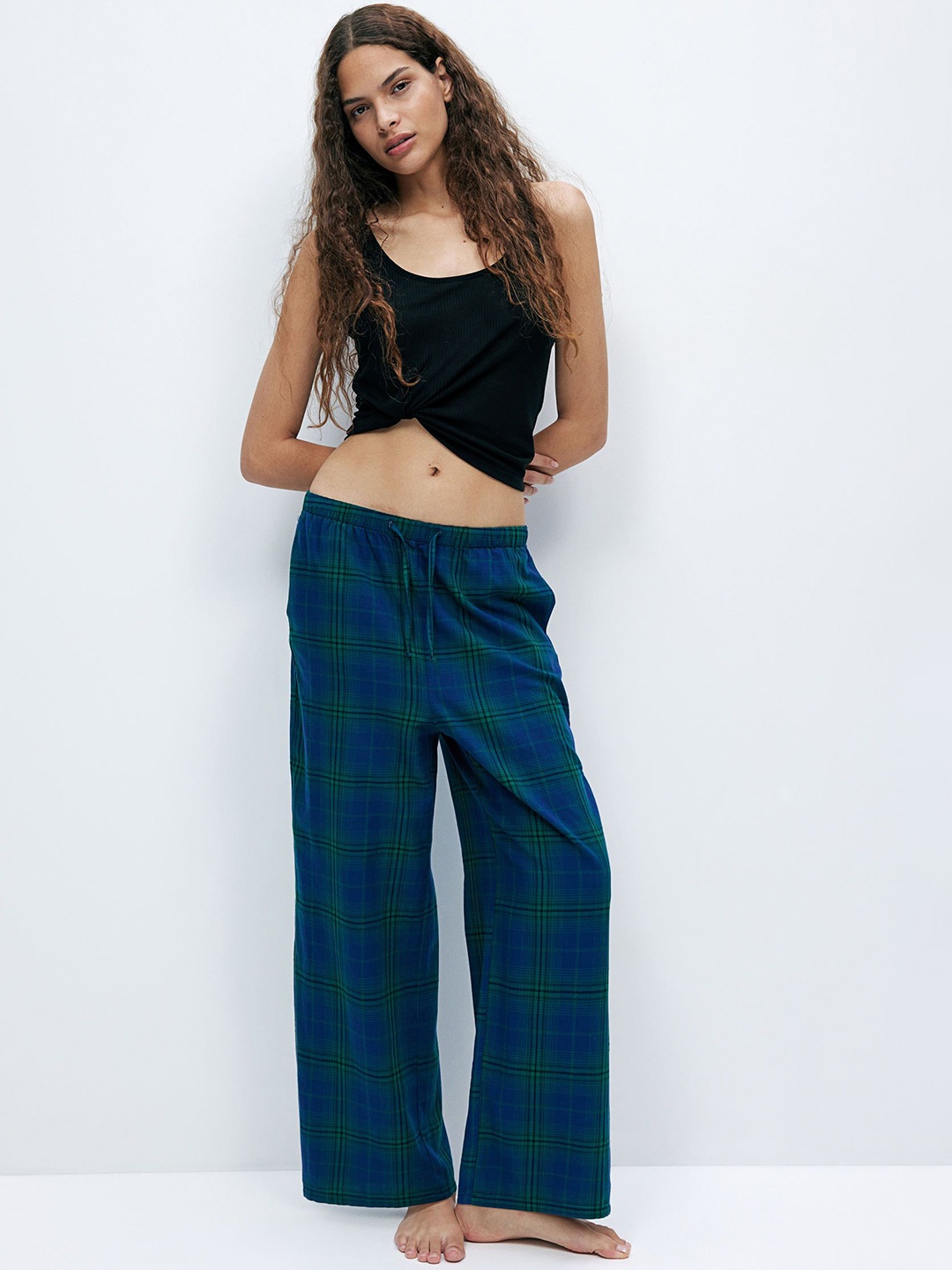 

H&M Cotton Flannel Pyjama Bottoms, Blue