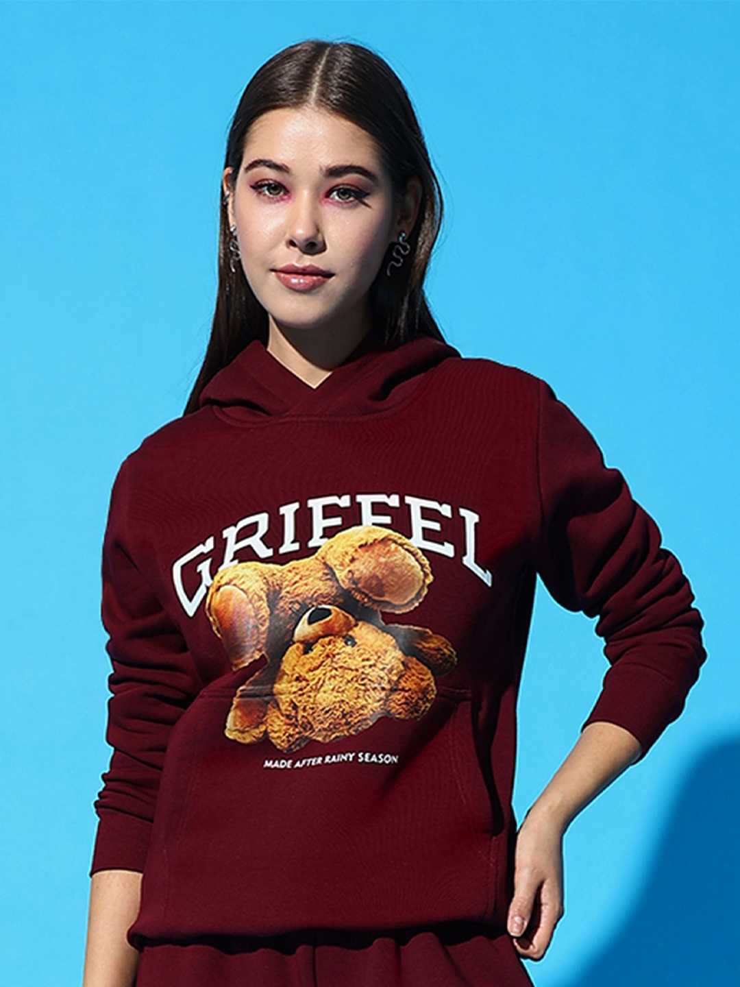 

GRIFFEL Women Printed Sweatshirt, Maroon