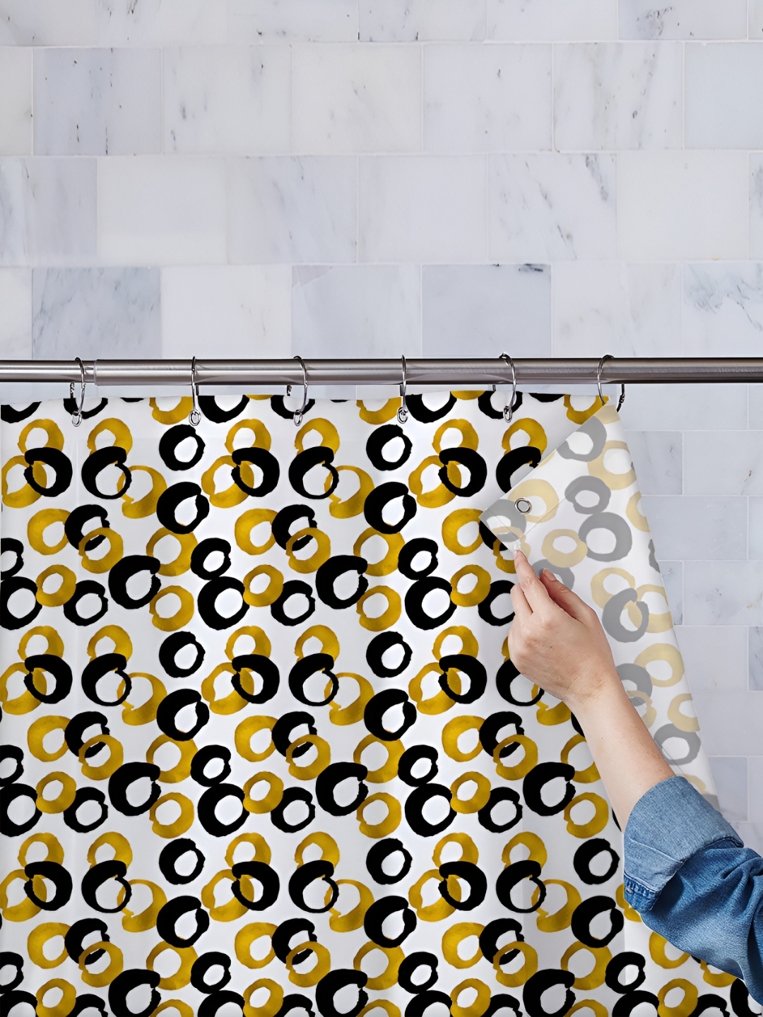 

ArtzFolio White & Black Printed Waterproof Shower Curtains