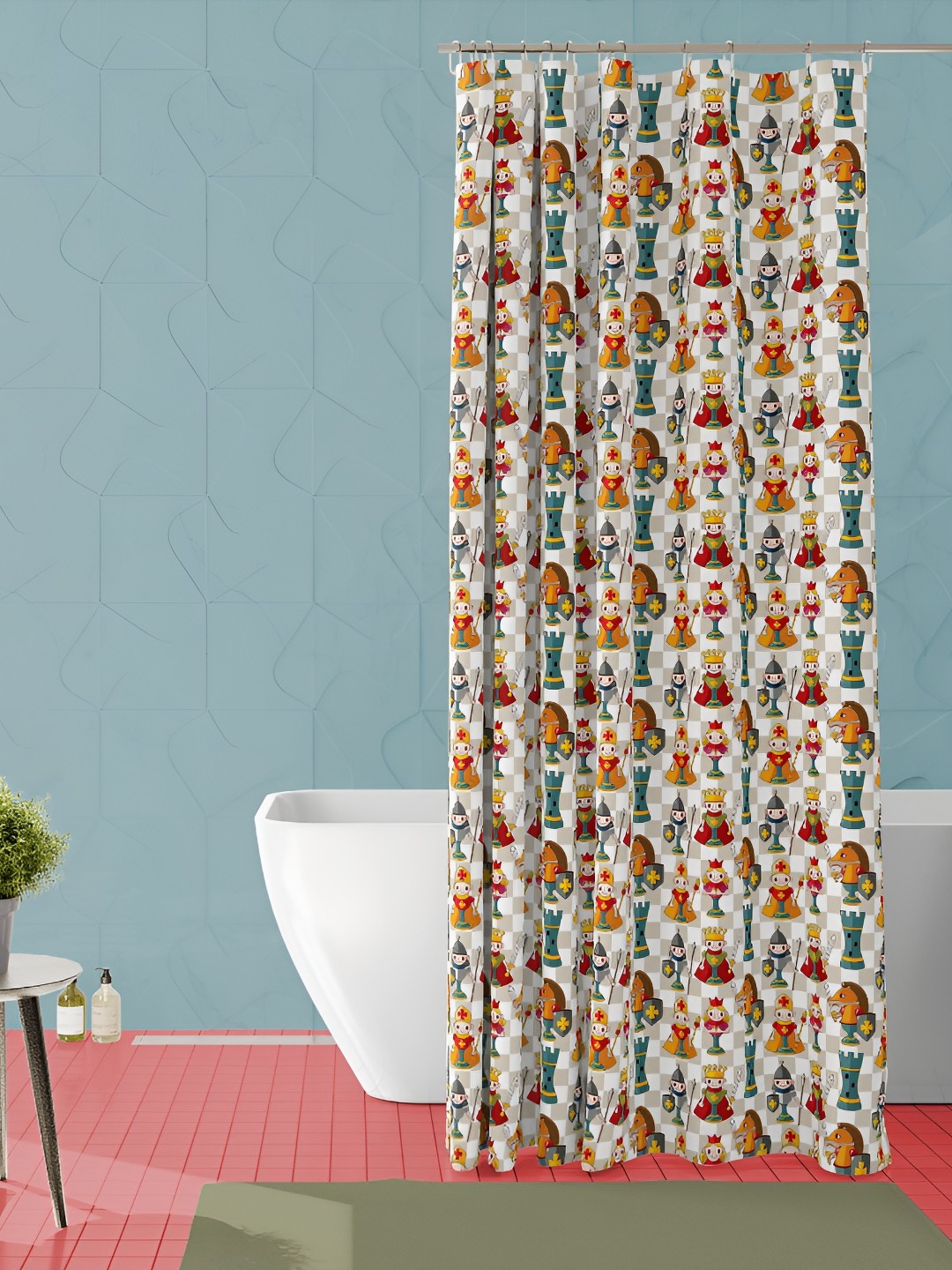 

ArtzFolio White & Red Printed Waterproof Shower Curtains