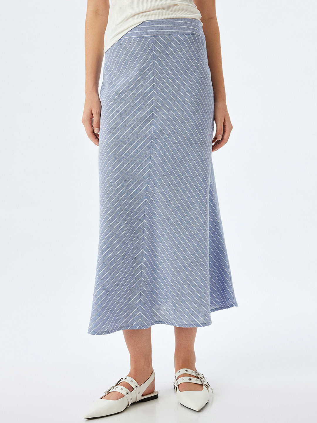 

Koton Women Striped A-Line Maxi Skirts, Blue