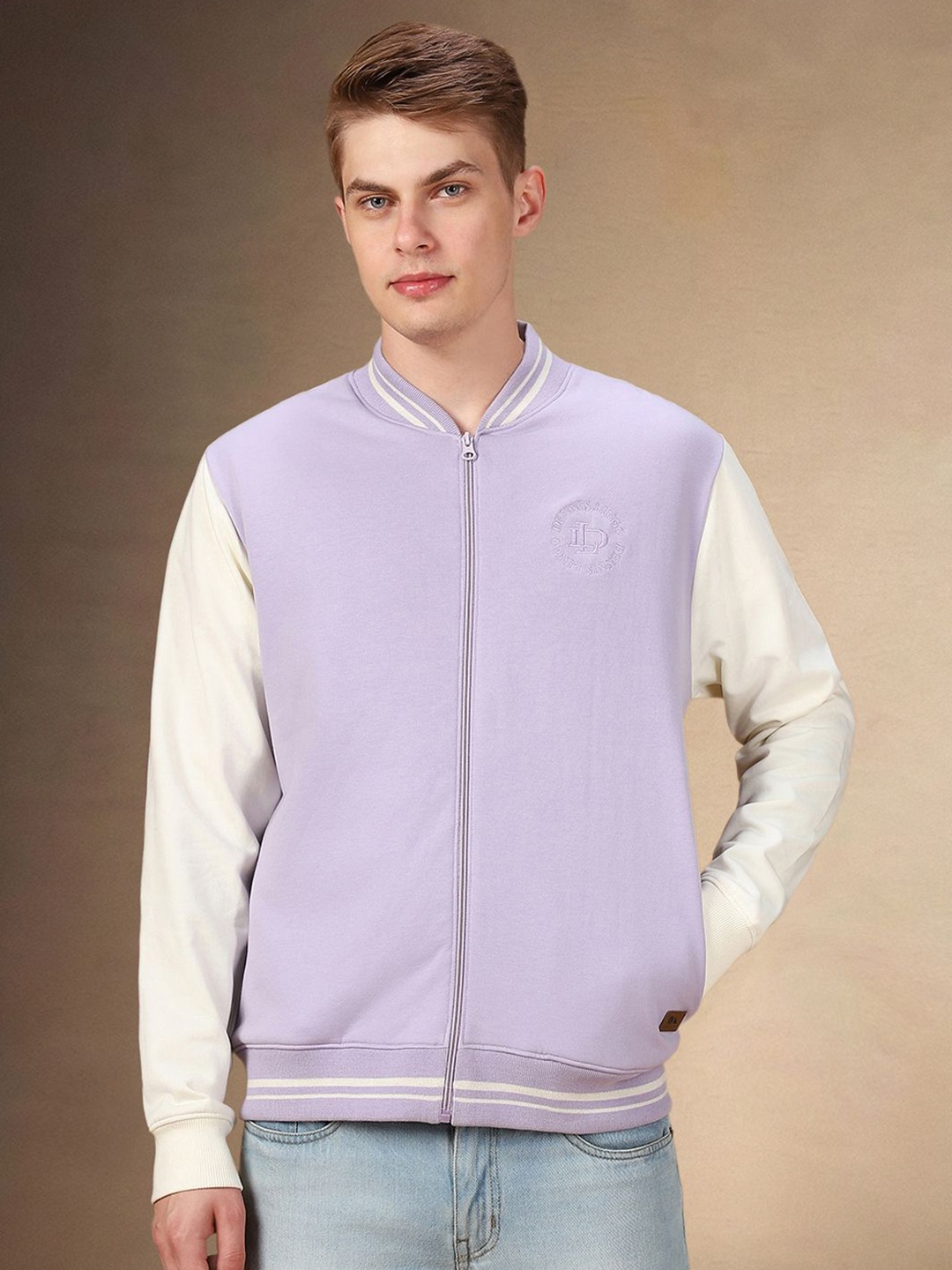 

Dennis Lingo Men Regular Fit Full Sleeves Front-open Cotton Sweatshirt, Lavender