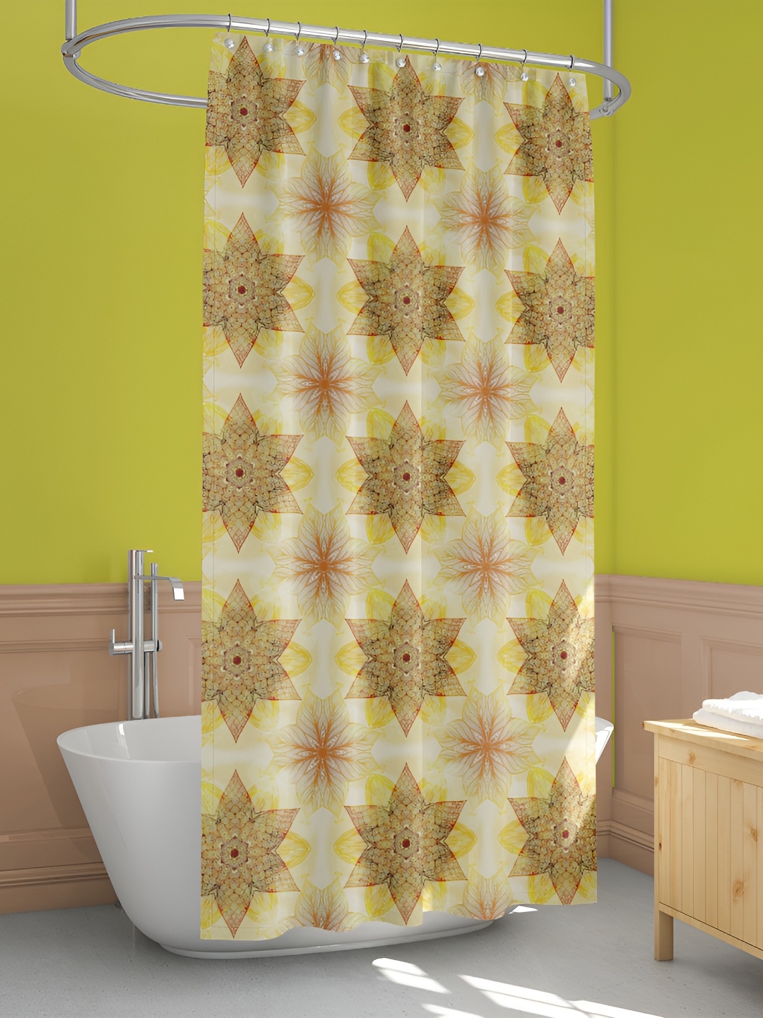 

ArtzFolio Yellow & Brown Printed Waterproof Shower Curtain