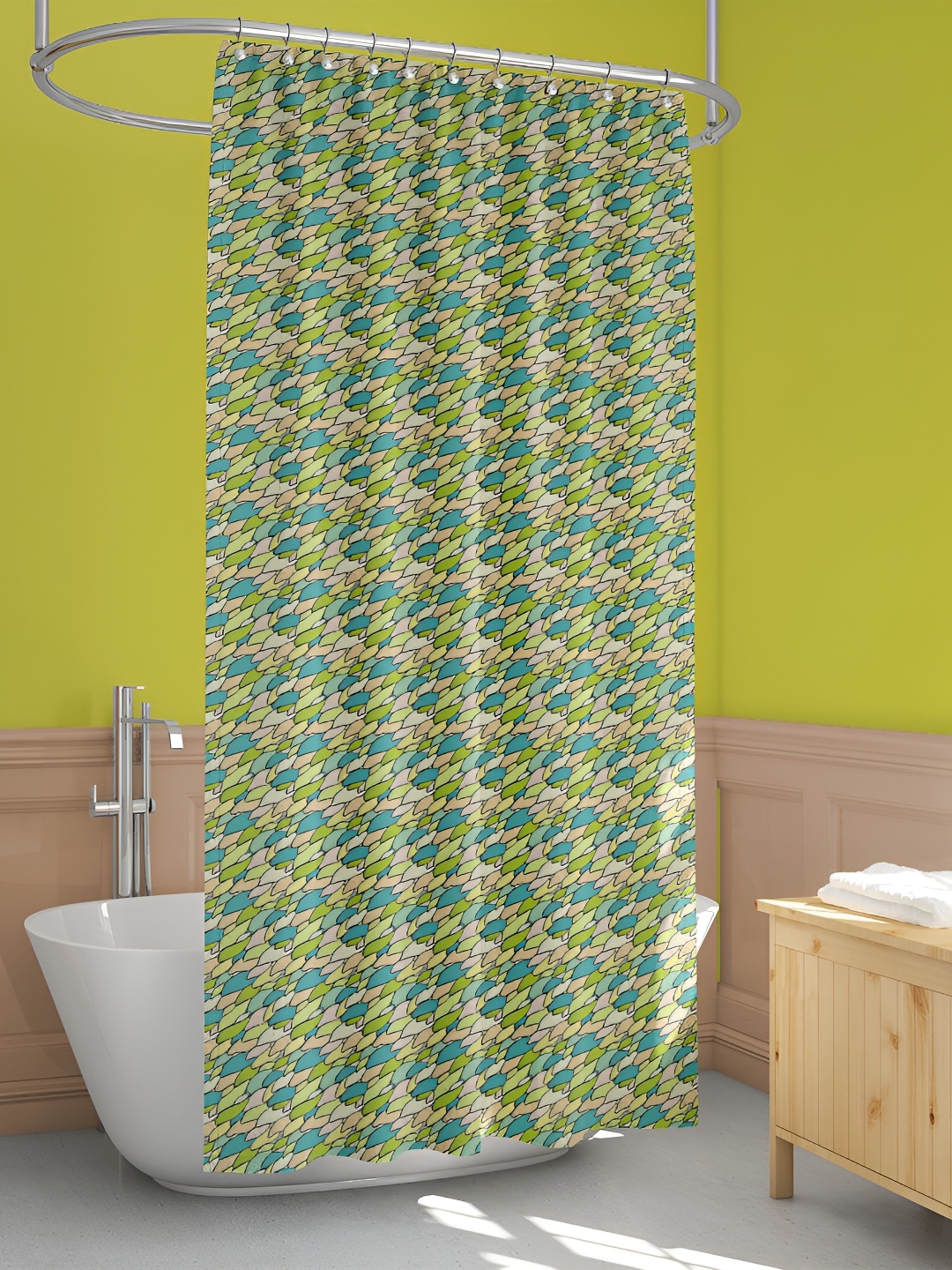 

ArtzFolio Green & Blue Printed Waterproof Shower Curtain