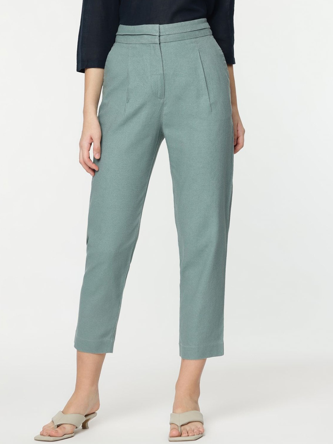 

Marks & Spencer Women High-Rise Trousers, Green