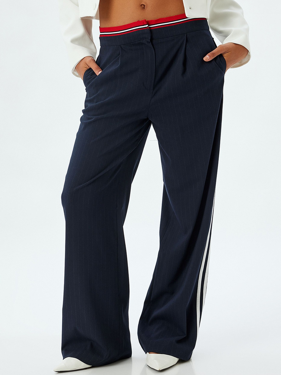 

Koton Women Mid-Rise Regular Fit Trousers, Navy blue