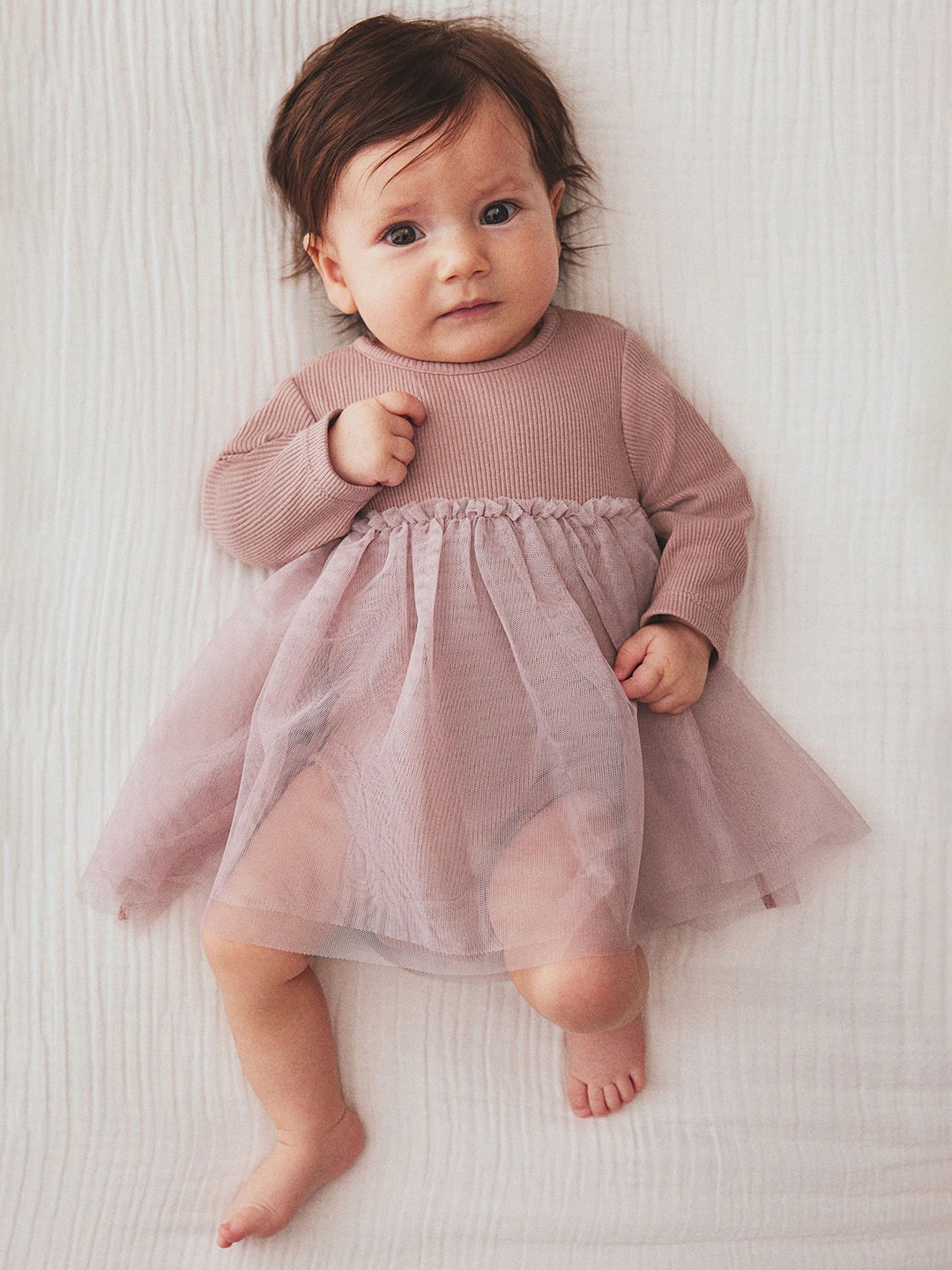 

H&M Girls Tulle-Skirt Bodysuit Dress, Pink