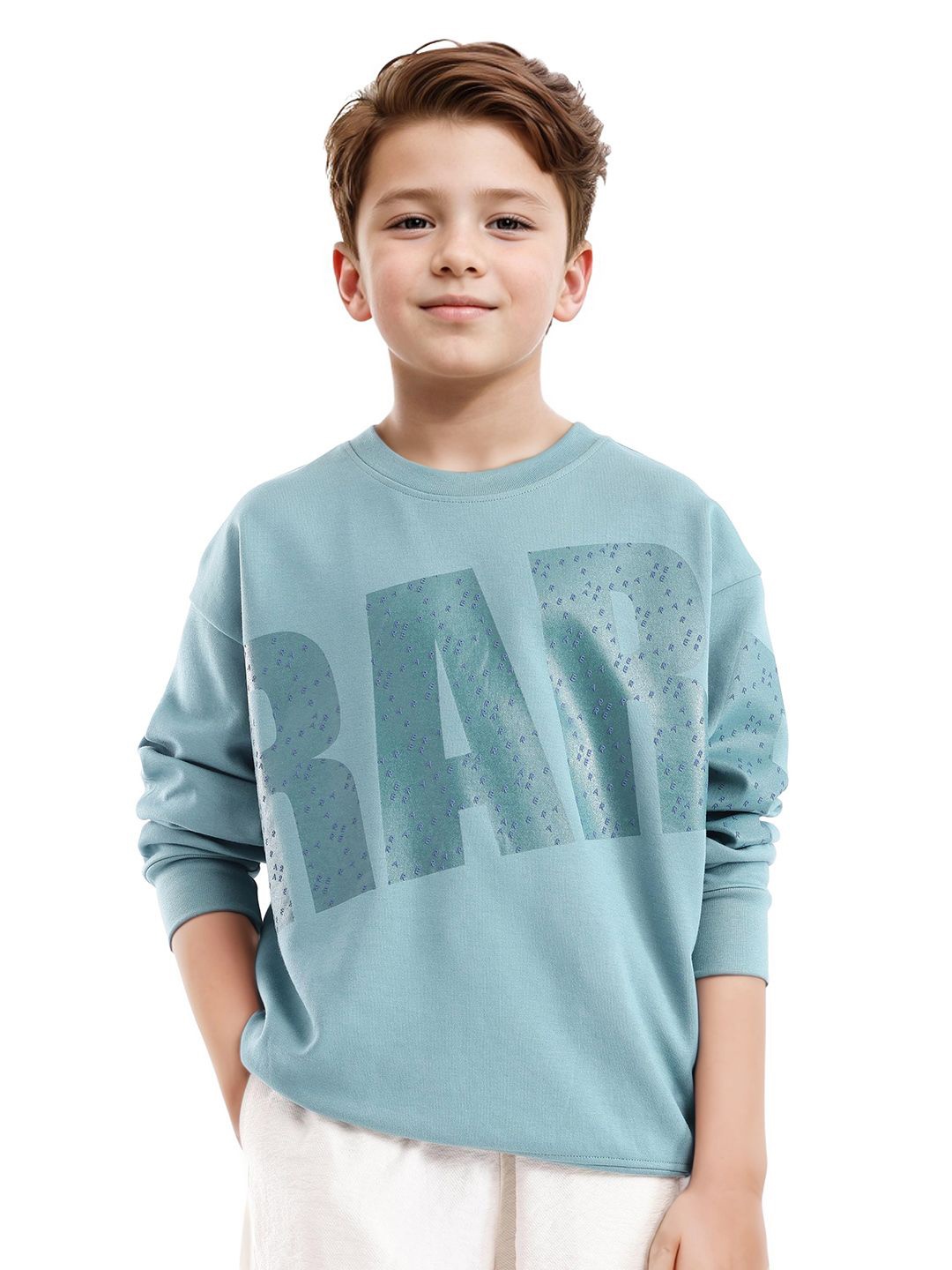 

Rare Ones Boys Gel With Hd Print Sweatshirt, Turquoise blue