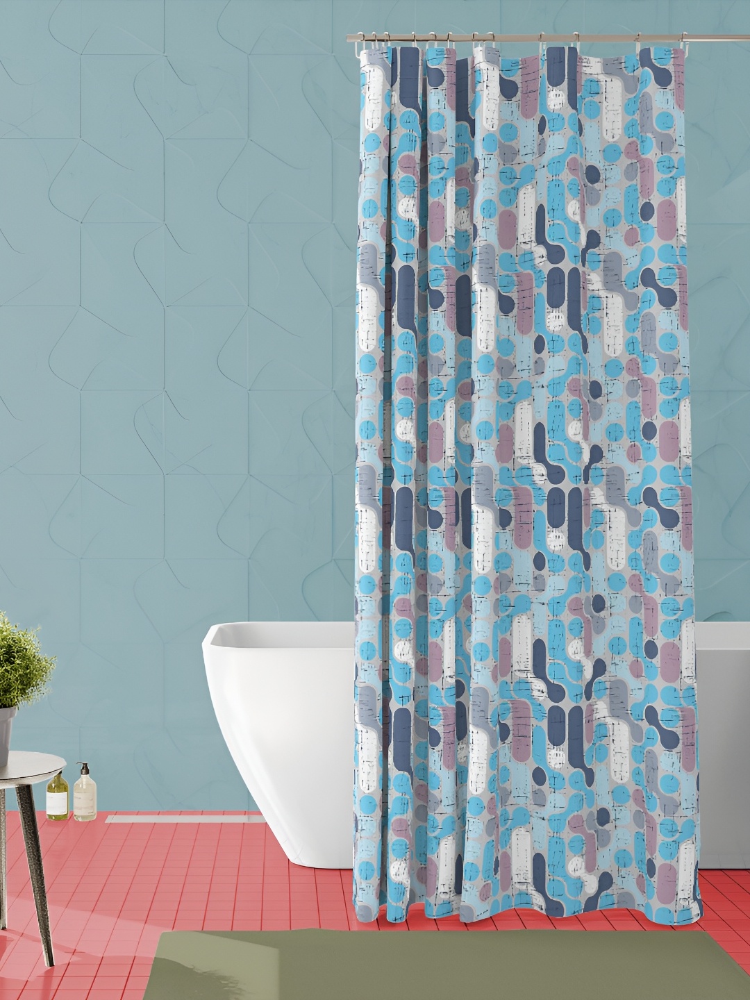 

ArtzFolio Blue & White Abstract Printed Waterproof Shower Curtain