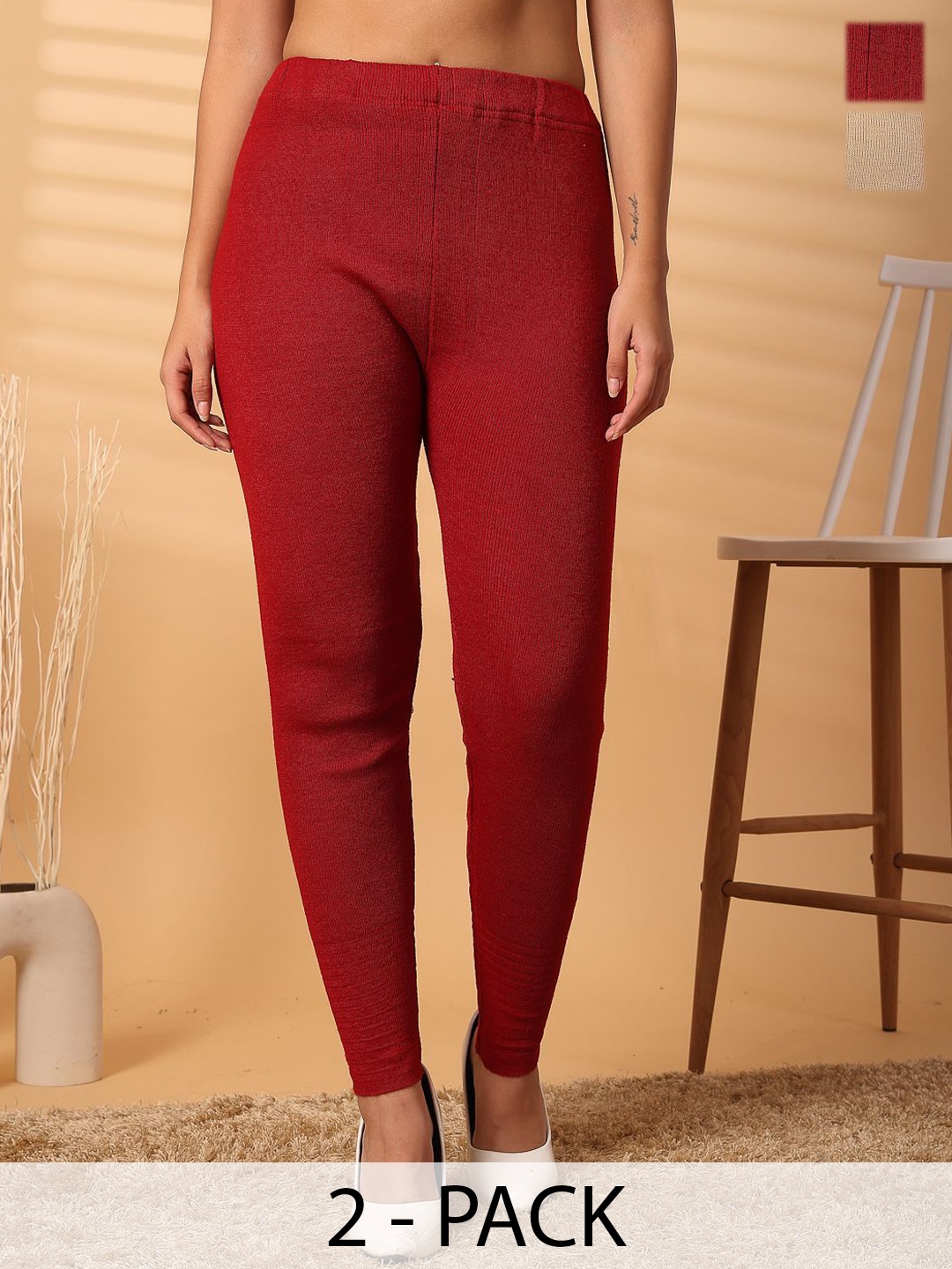 

Clora Creation Women Pack Of 2 Ankle Length Leggings, Maroon