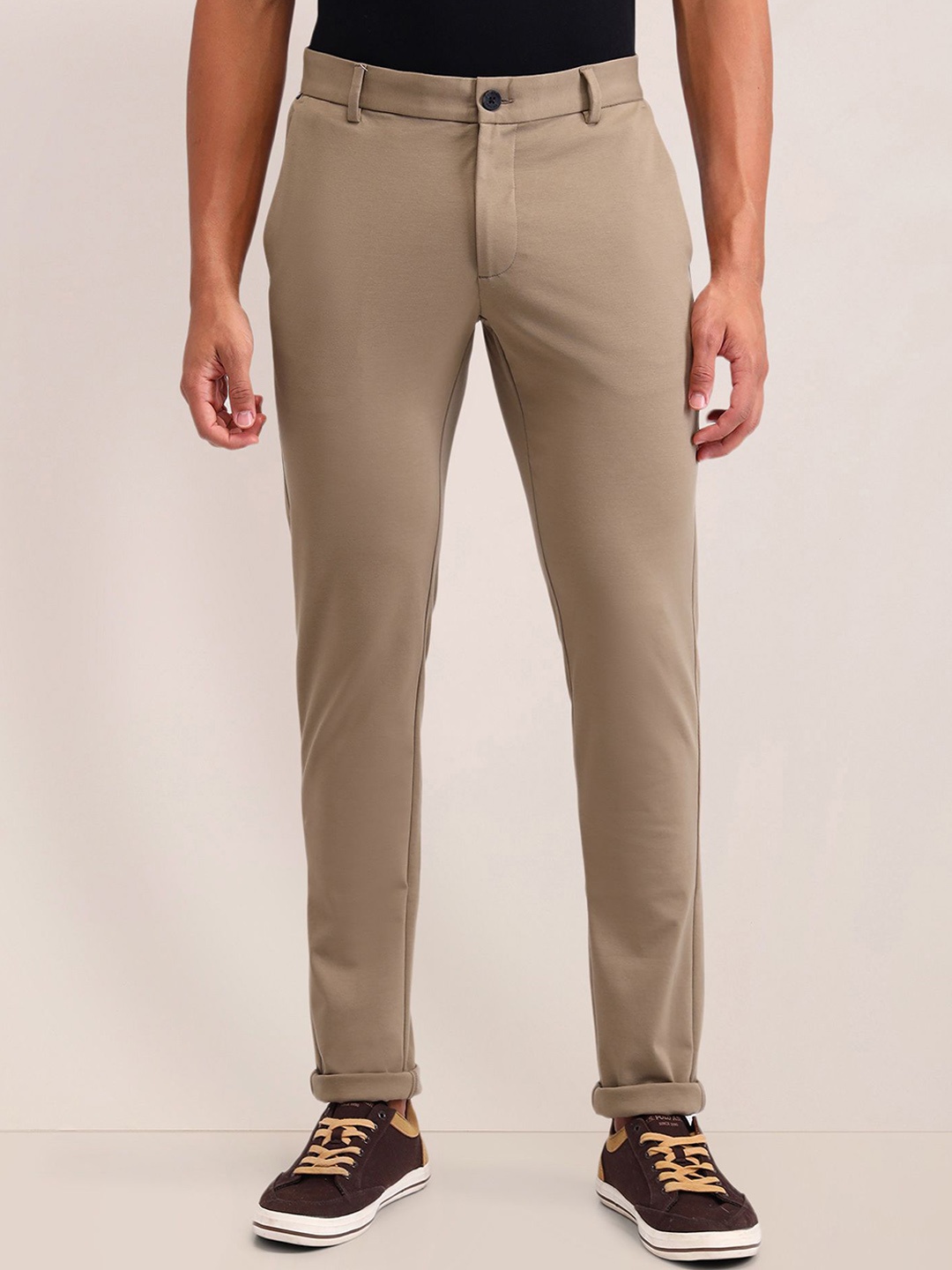 

U.S. Polo Assn. Men Urban Mid-Rise Slim Fit Chinos Trousers, Beige