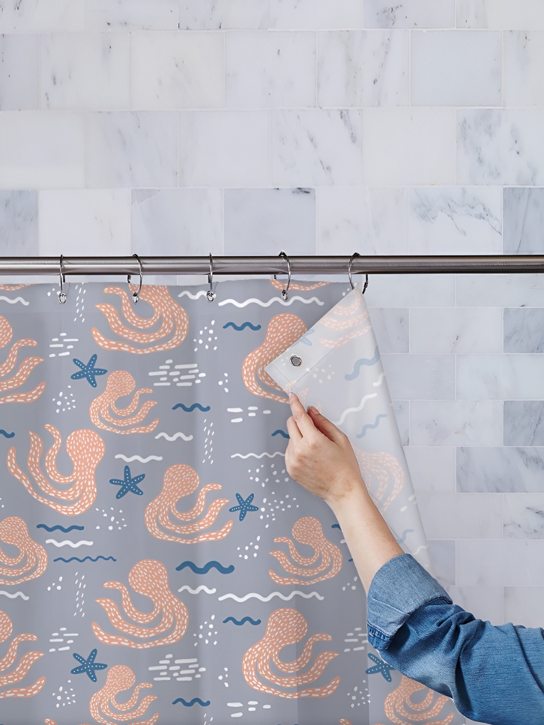 

ArtzFolio Single Piece Waterproof Polyester Shower Curtain, Multi