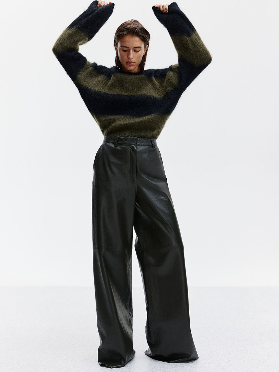 

H&M Striped Oversized Jumper, Black