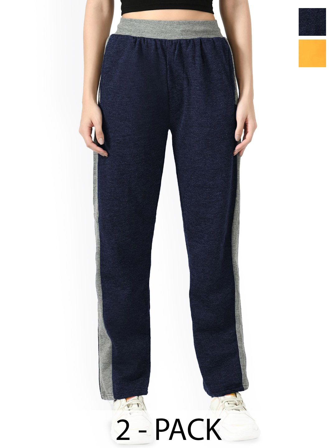 

BAESD Women Pack Of 2 Side Patta Track Pants, Blue