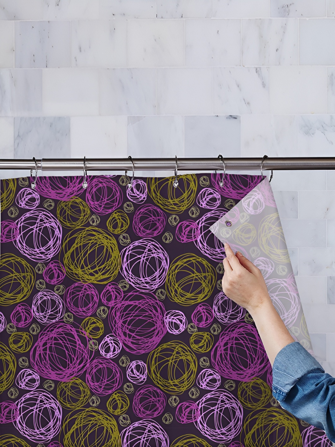 

ArtzFolio Black & Green Printed Waterproof Shower Curtains