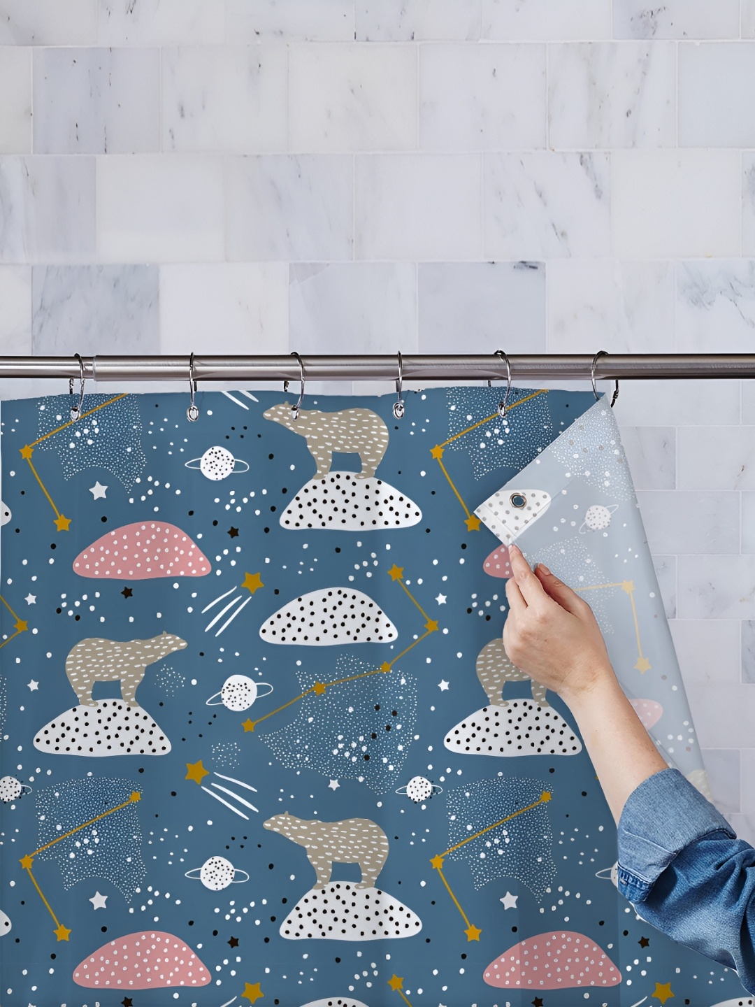 

ArtzFolio Single Piece Waterproof Polyester Shower Curtain, Multi