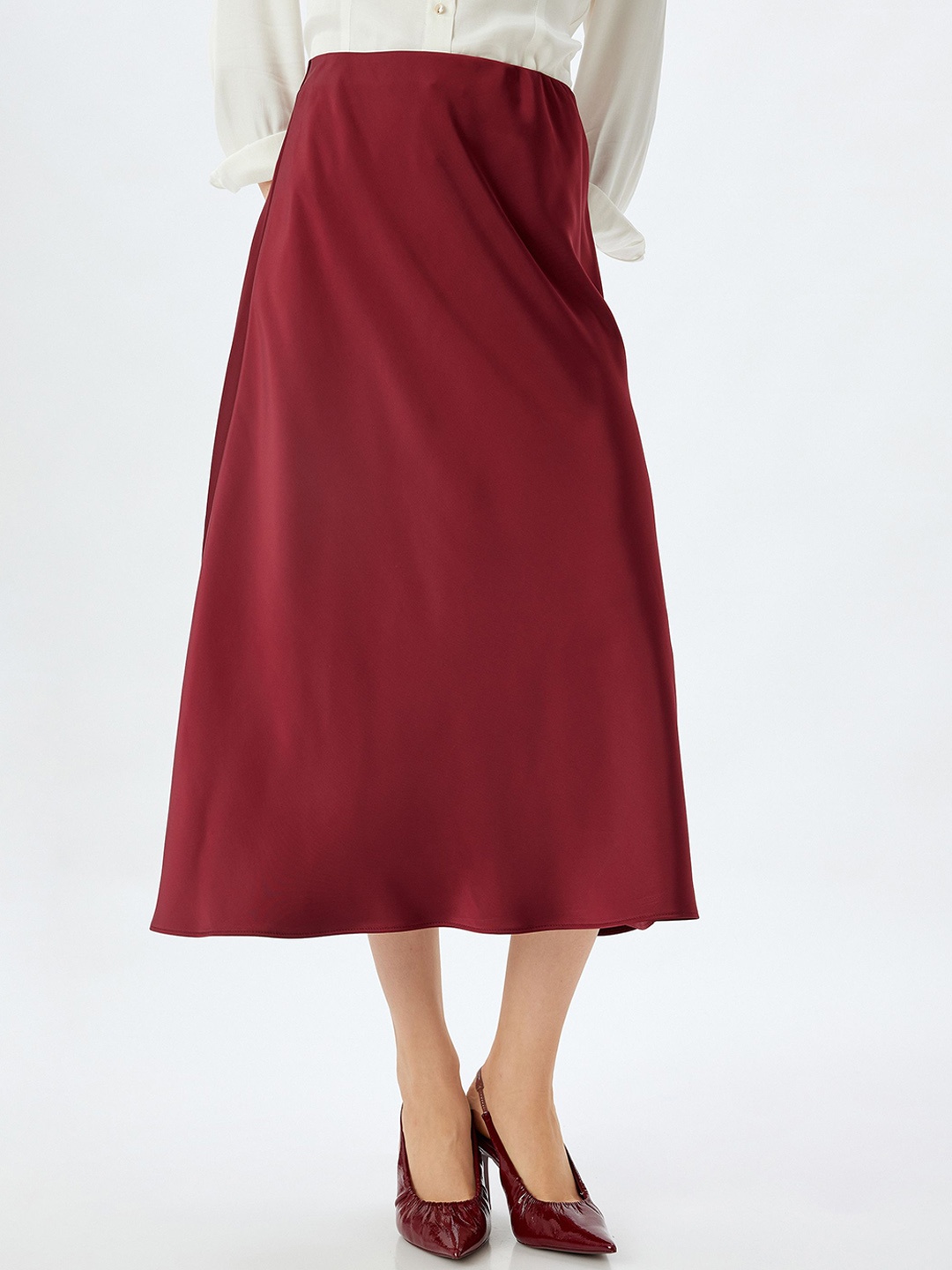 

Koton Women A-Line Midi Skirt, Maroon