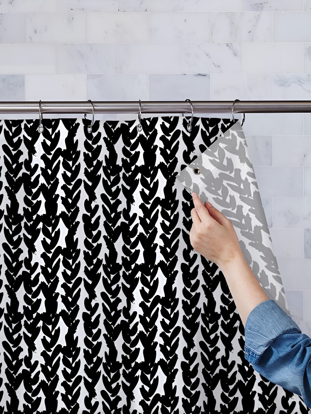 

ArtzFolio Black & White Printed Waterproof Shower Curtain