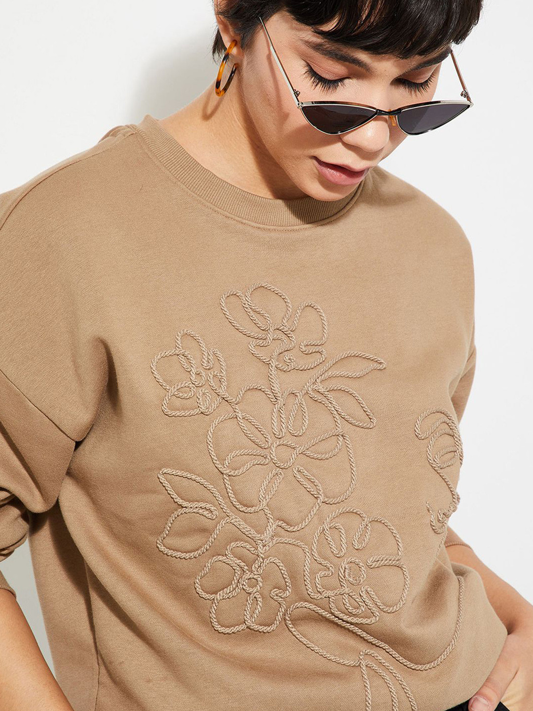 

Max ALAYA F x URB_N Women Applique Sweatshirt, Brown