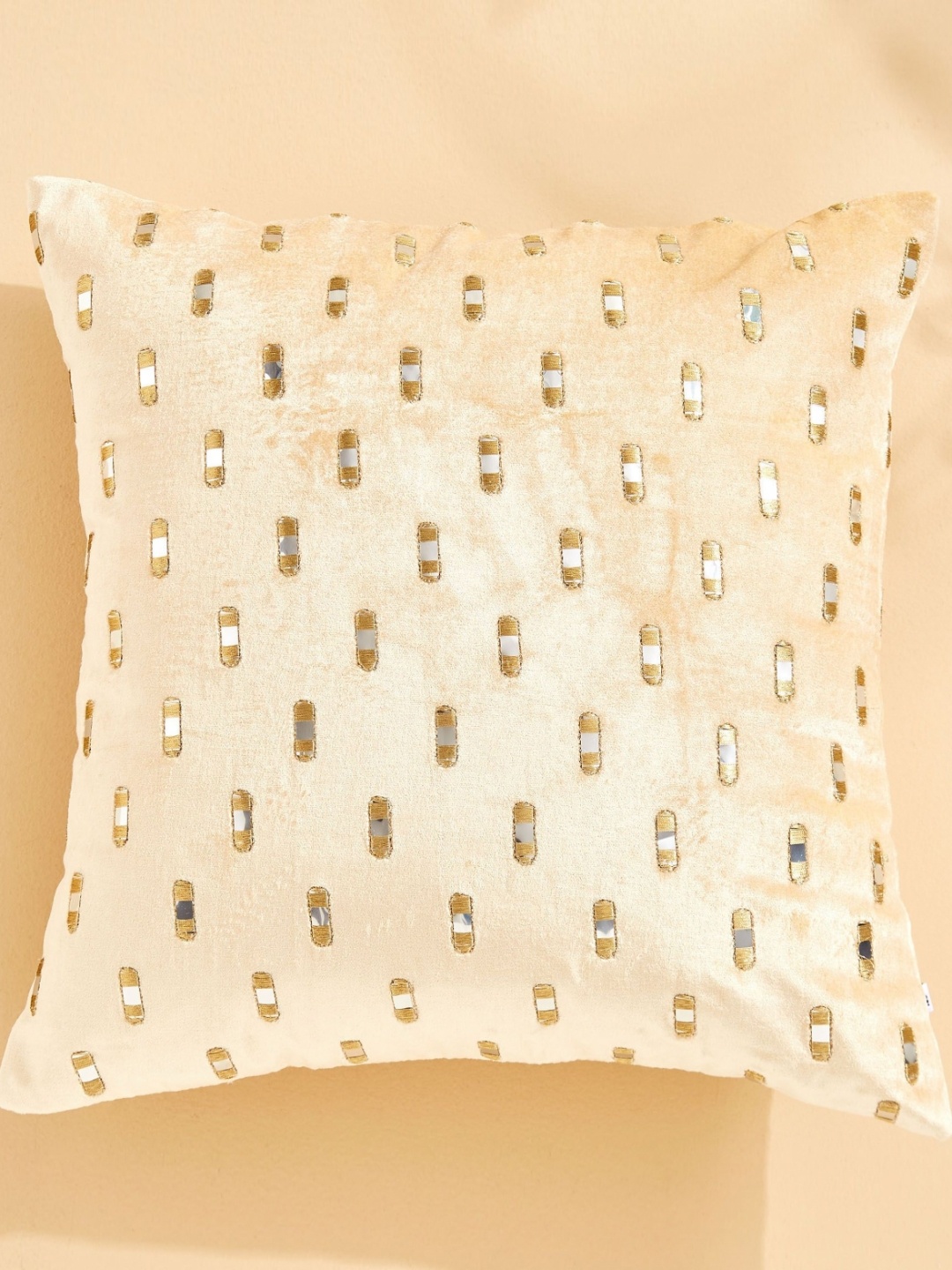 

Home Centre Vellum Beige & Yellow Embroidered Square Cushion Cover