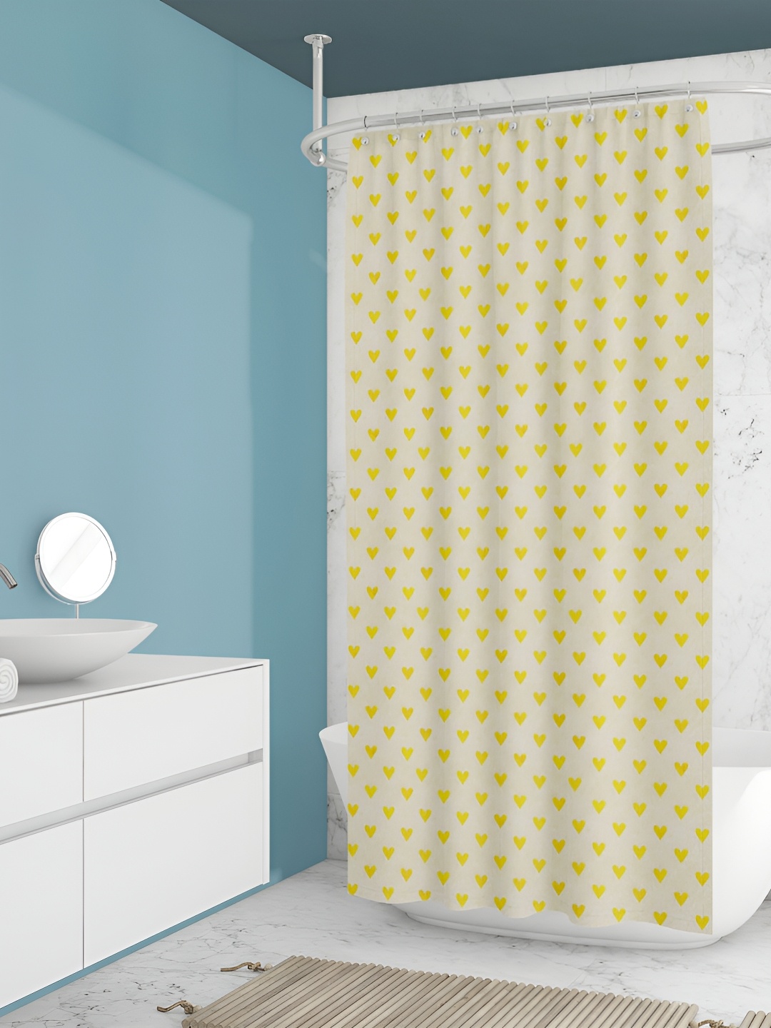 

ArtzFolio Yellow & Beige Printed Waterproof Shower Curtain