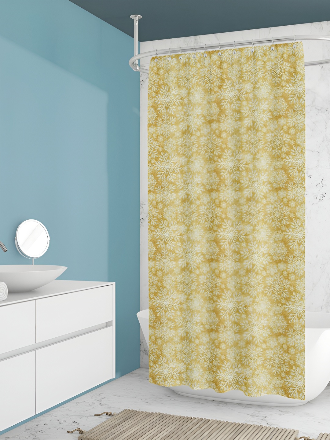 

ArtzFolio Yellow and White Abstract Printed Waterproof Shower Curtain