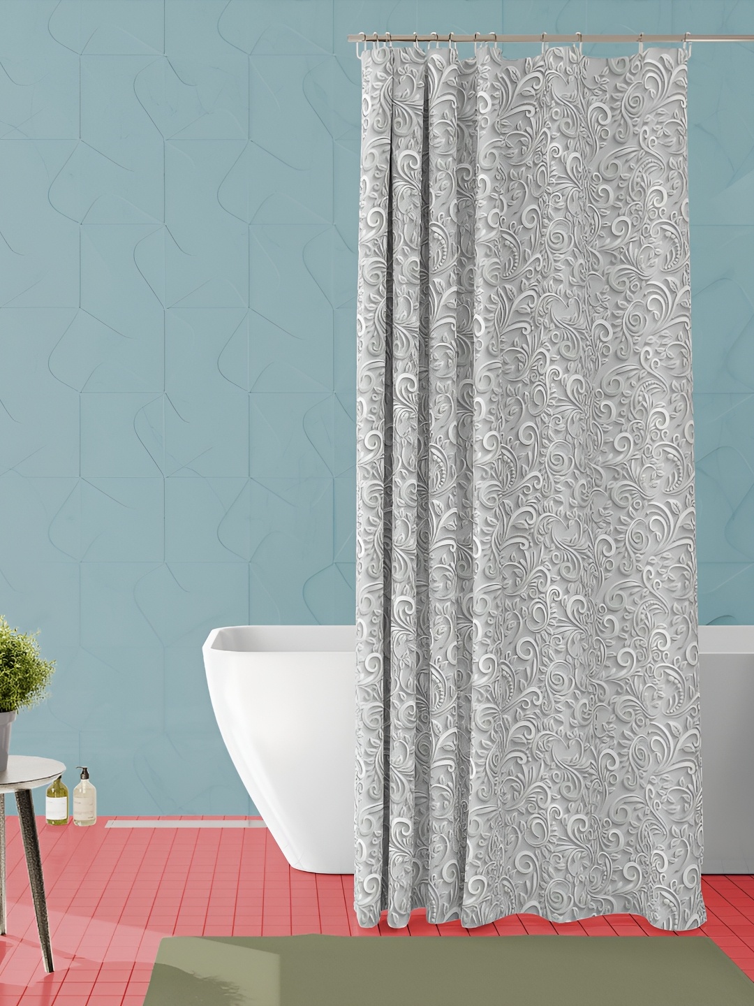 

ArtzFolio Silver Toned & Grey Piece Waterproof Polyester Shower Curtain