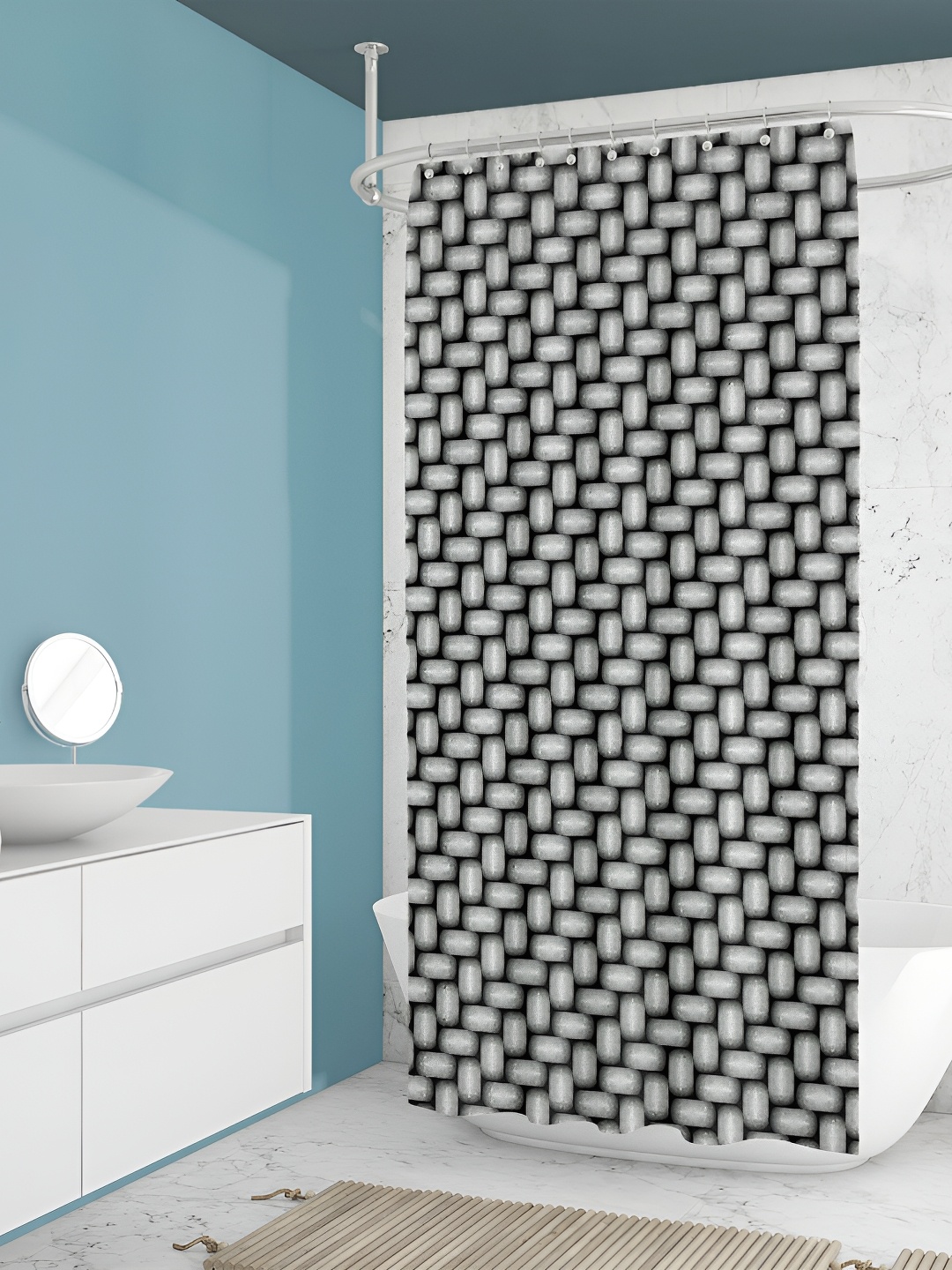 

ArtzFolio Black & Grey Printed Waterproof Shower Curtain