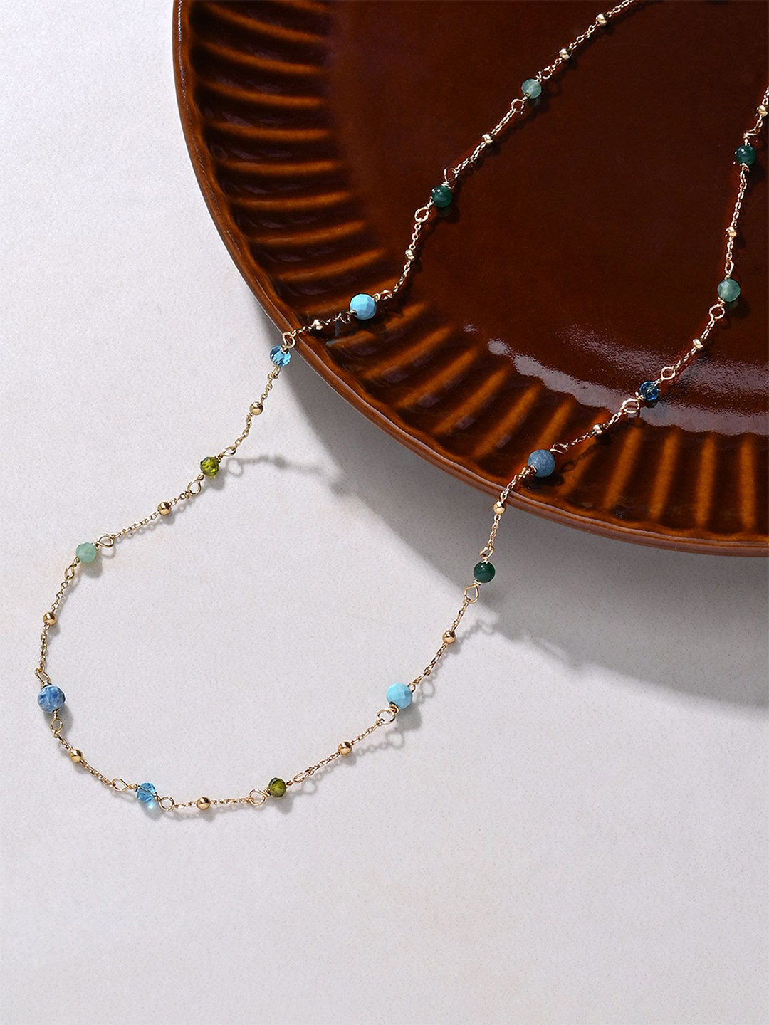 

Accessorize 14k Gold-Plated Beaded Necklace, Blue