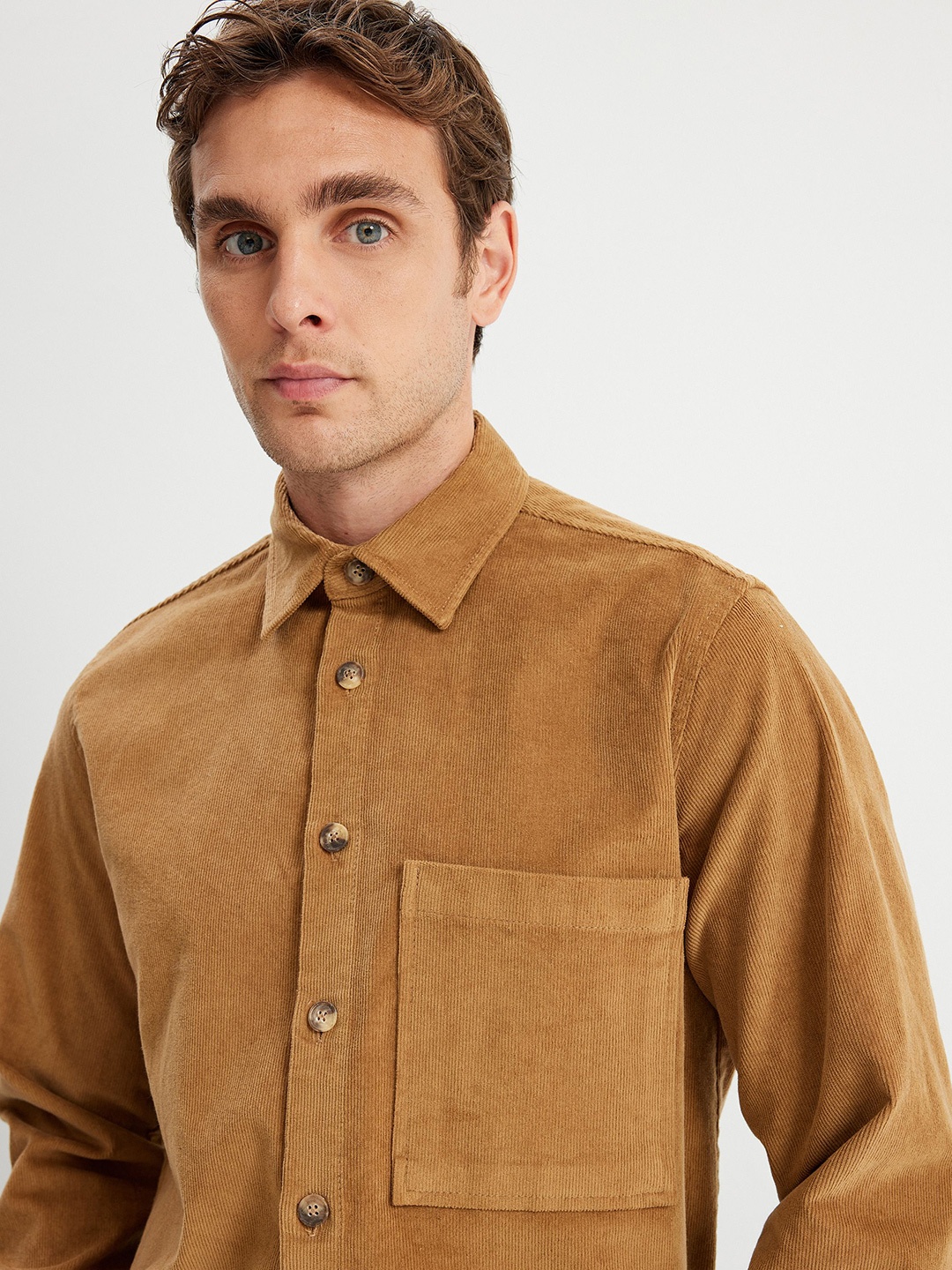 

Koton Men Opaque Casual Shirt, Camel brown