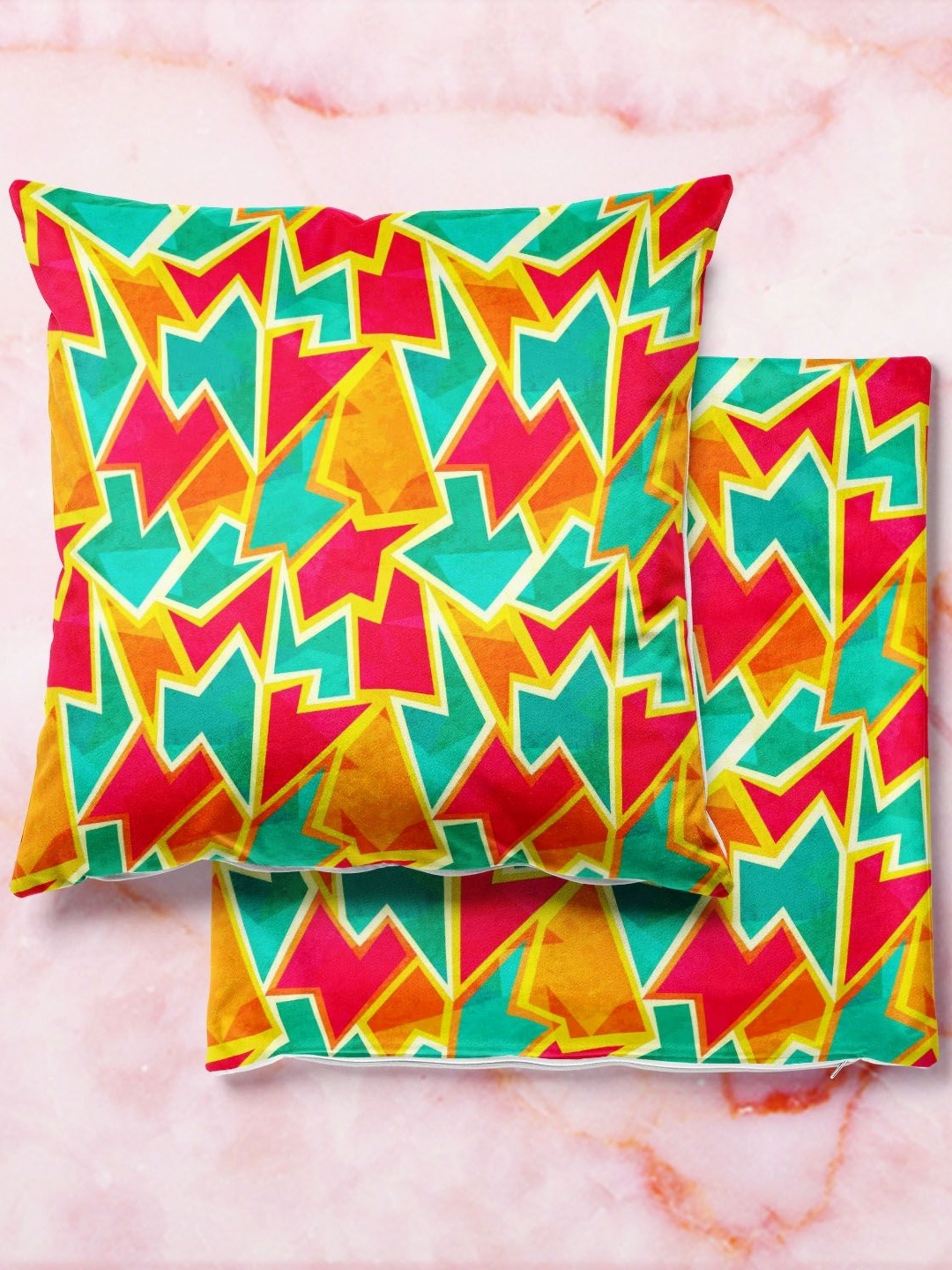 

ArtzFolio Multicoloured Set of 2 Velvet Square Cushion Covers, Multi