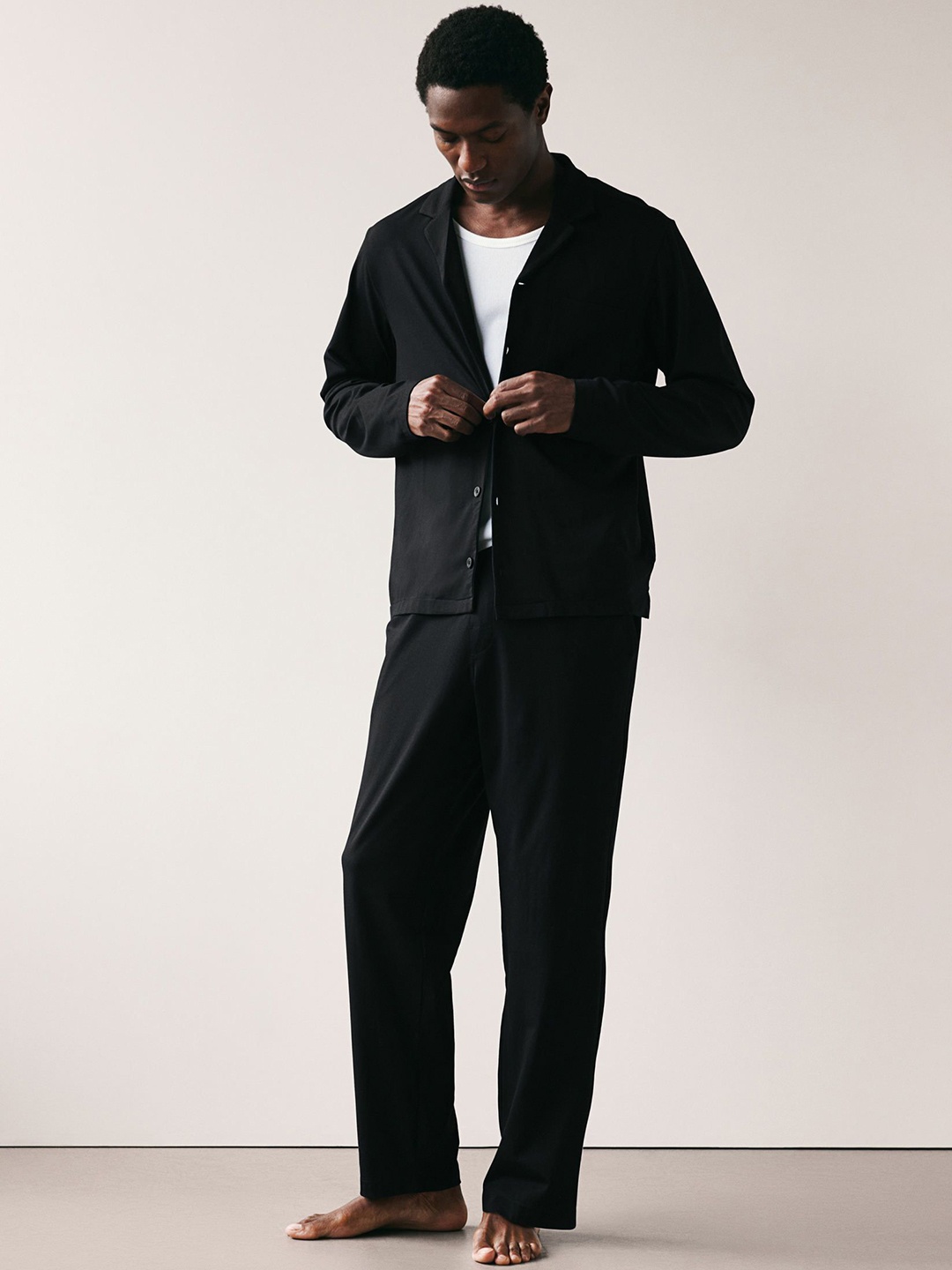 

H&M Relaxed Fit Cotton Pyjamas, Black