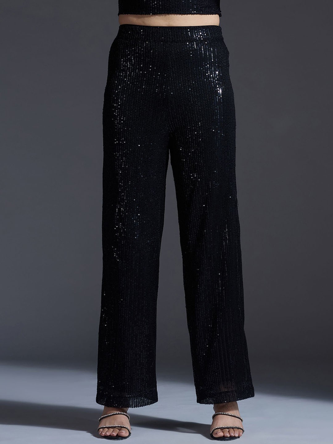 

20Dresses Women Embellished Sequined High-Rise Trouser, Black