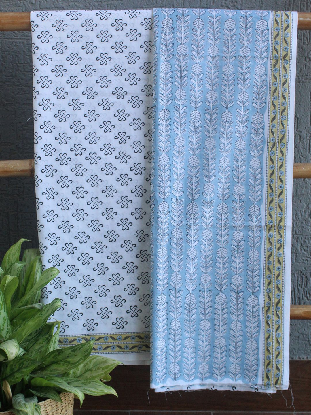 

Weaves of Tradition Printed Pure Cotton Unstitched Dress Material, Blue